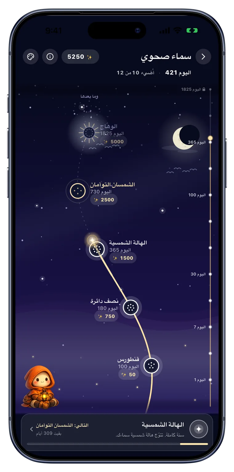 شاشة سماء التعافي مع سماء ليلية مليئة بالنجوم المكتسبة