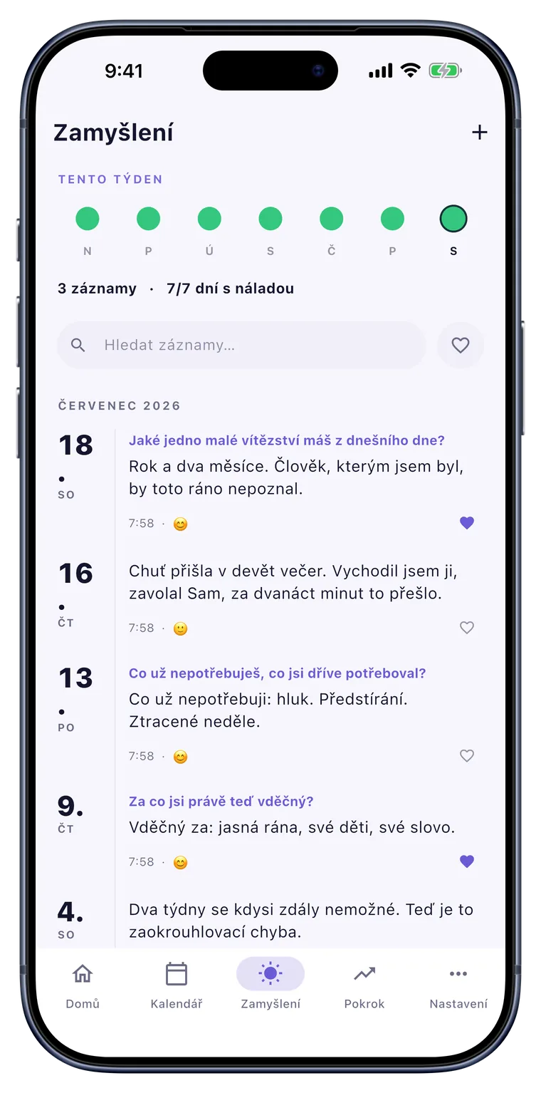 Zamyšlení: Nálada, vděčnost, chutě. Tvými vlastními slovy.