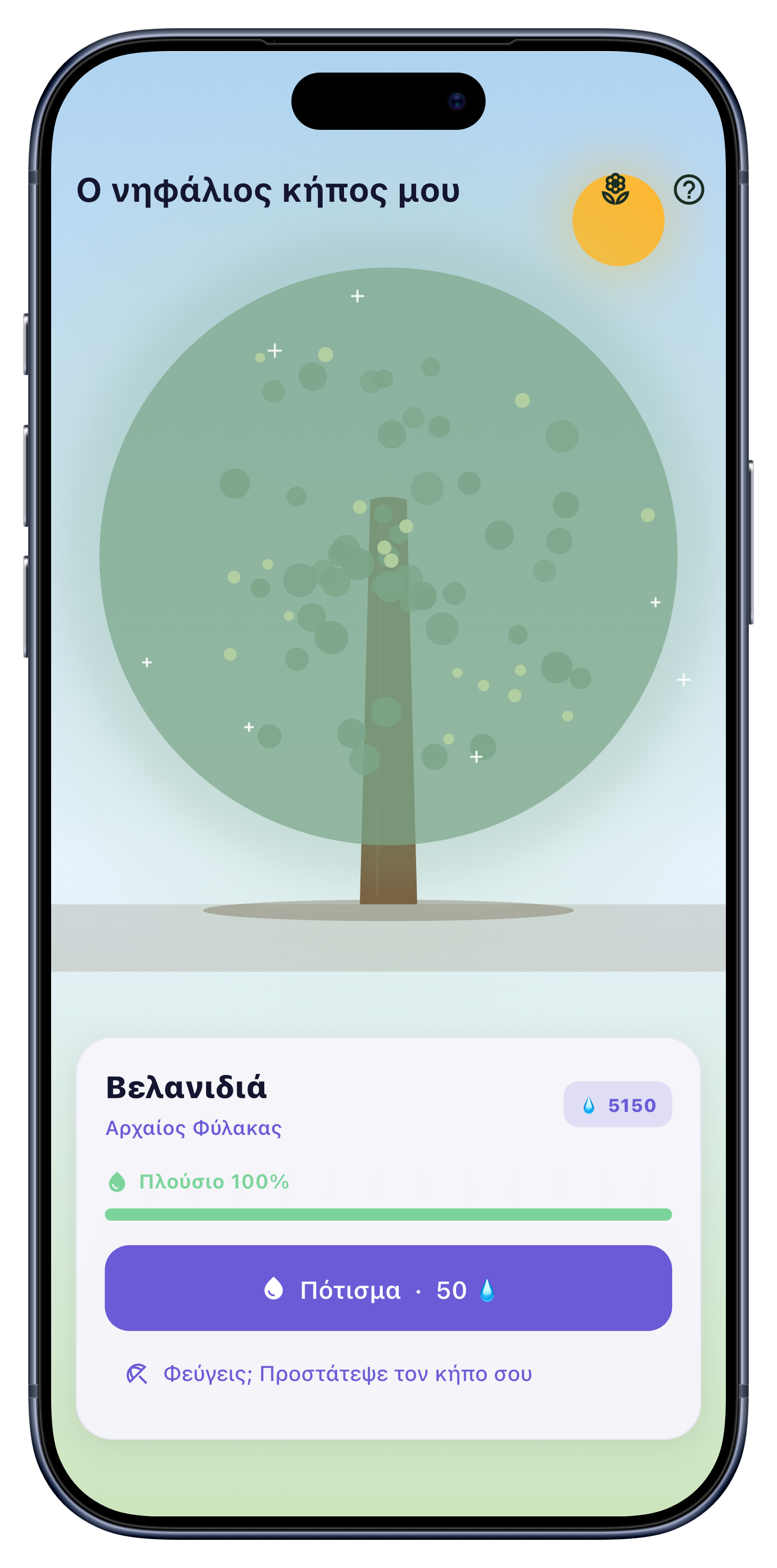 Κήπος screen of Sober Tracker