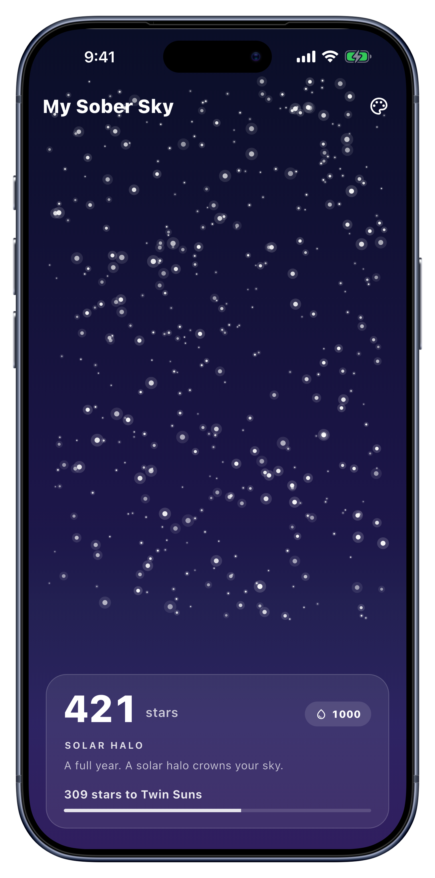 Sky screen of Sober Tracker