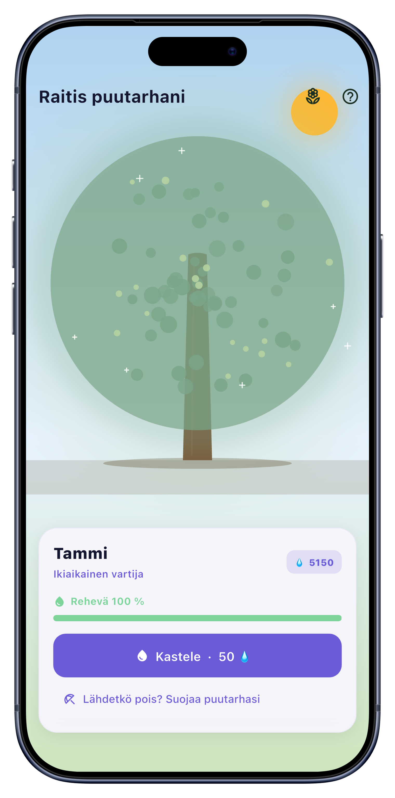 Puutarha screen of Sober Tracker