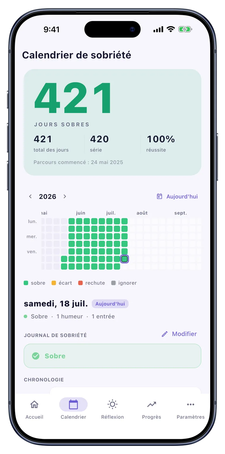 Calendrier: Une vue mensuelle nette de chaque jour sobre.