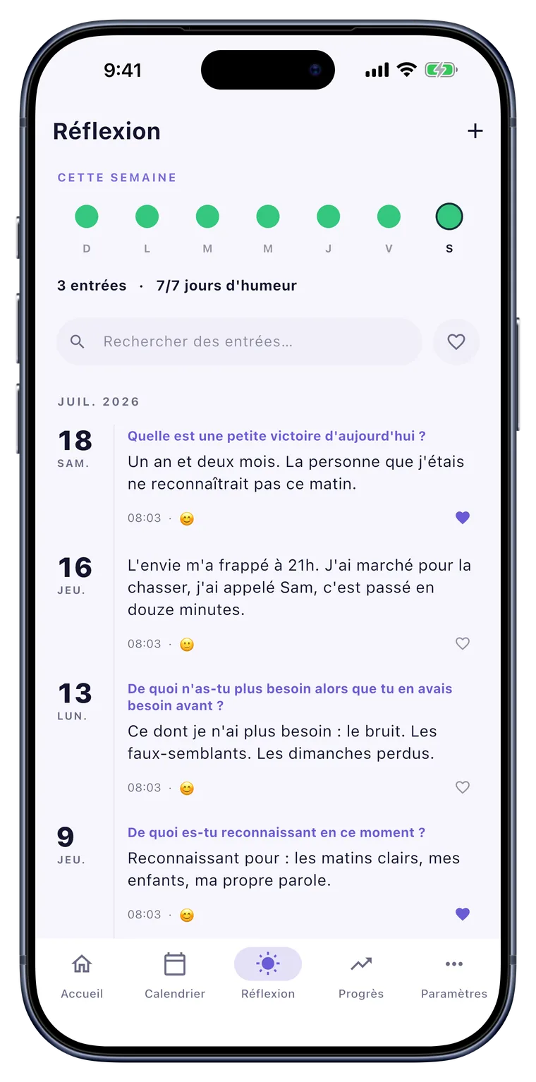 Réflexion: Humeur, gratitude, envies. Vos propres mots.
