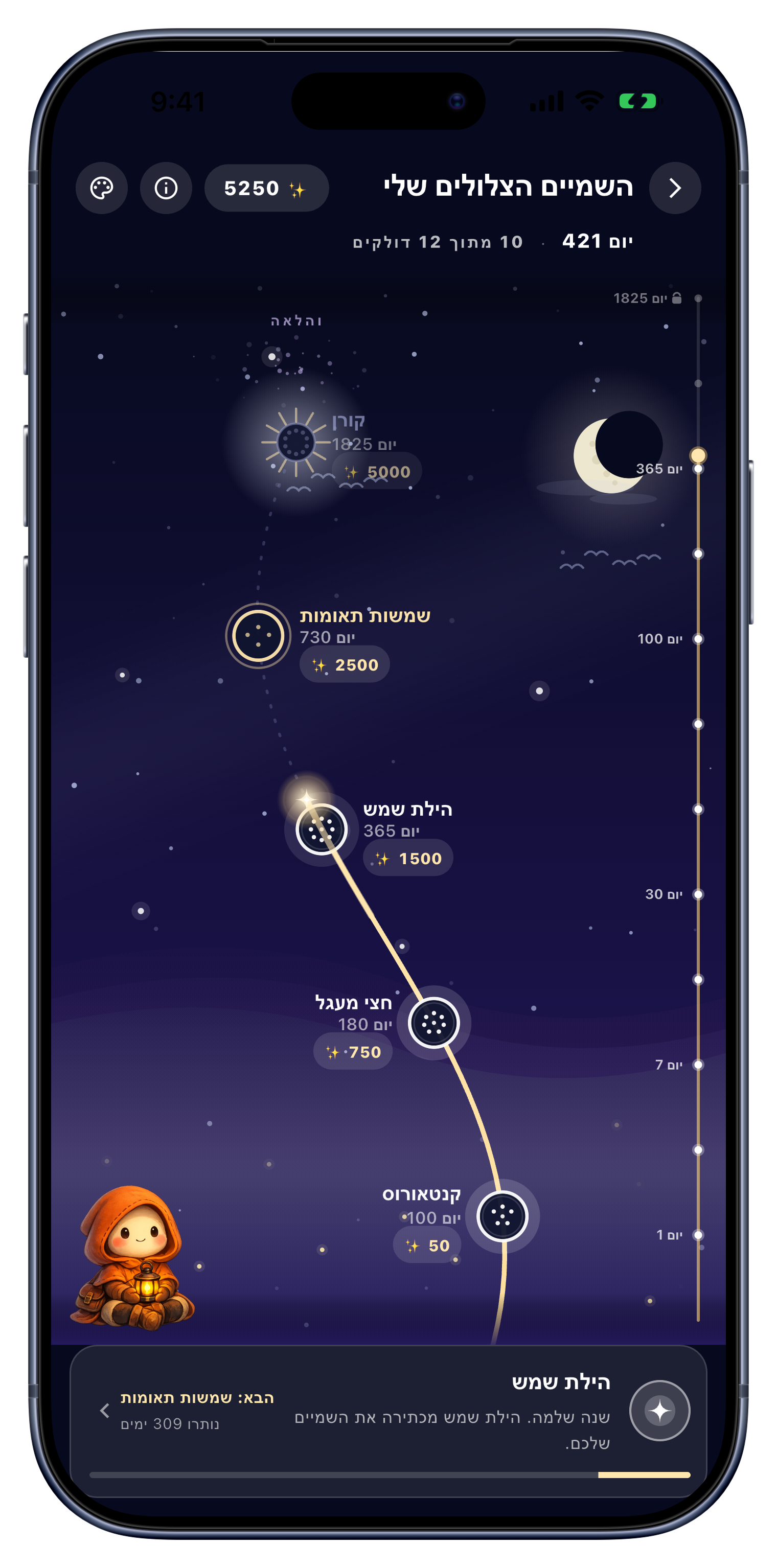 שמיים screen of Sober Tracker