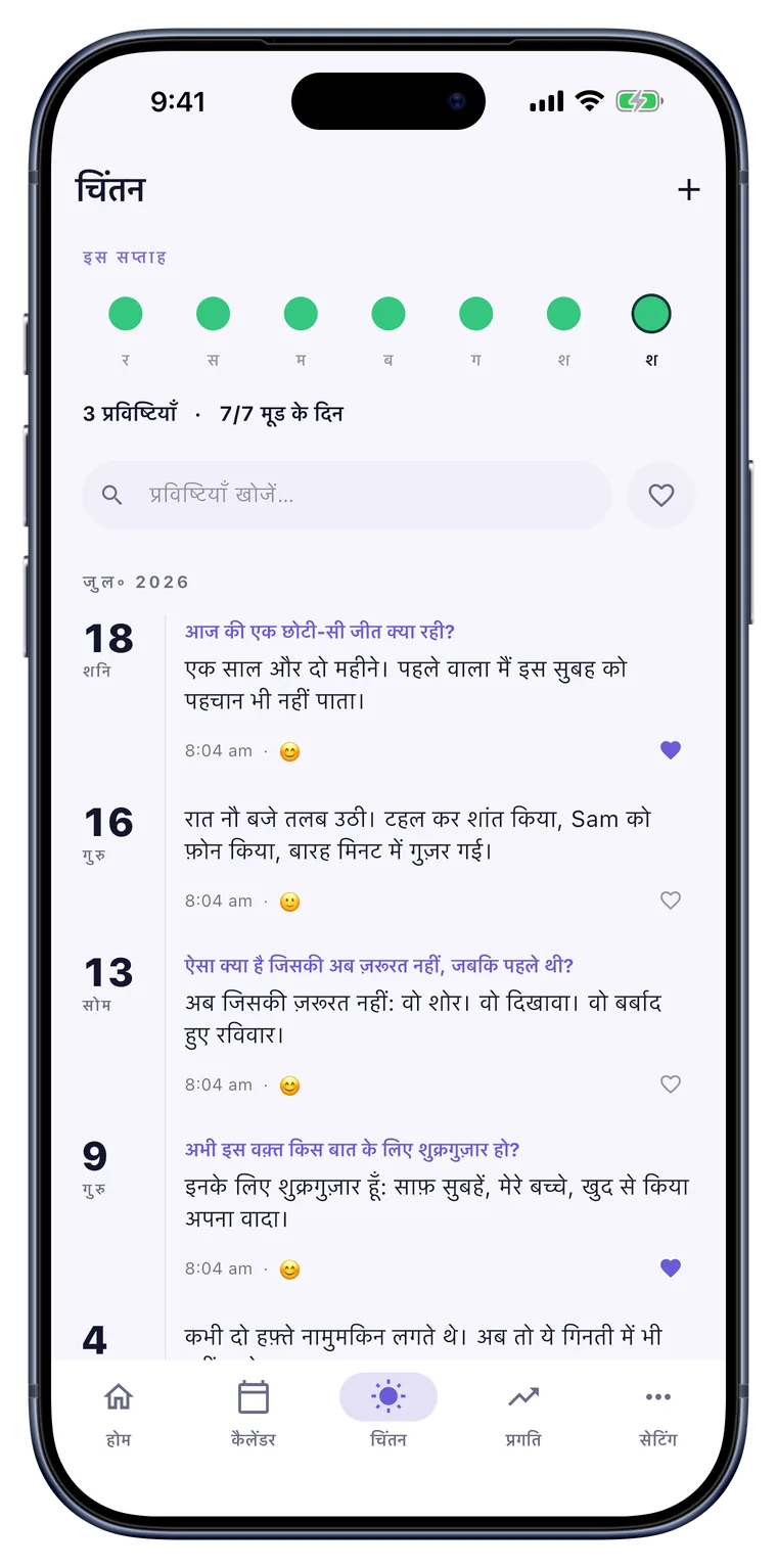 चिंतन: मूड, ग्रेटिट्यूड, क्रेविंग. आपके अपने शब्दों में.