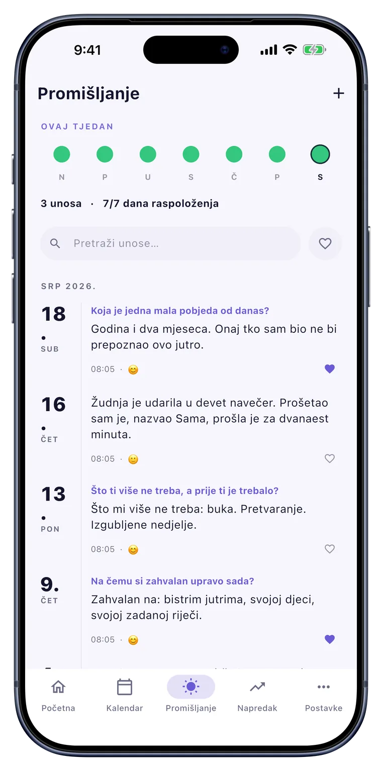 Promišljanje: Raspoloženje, zahvalnost, žudnje. Tvojim riječima.