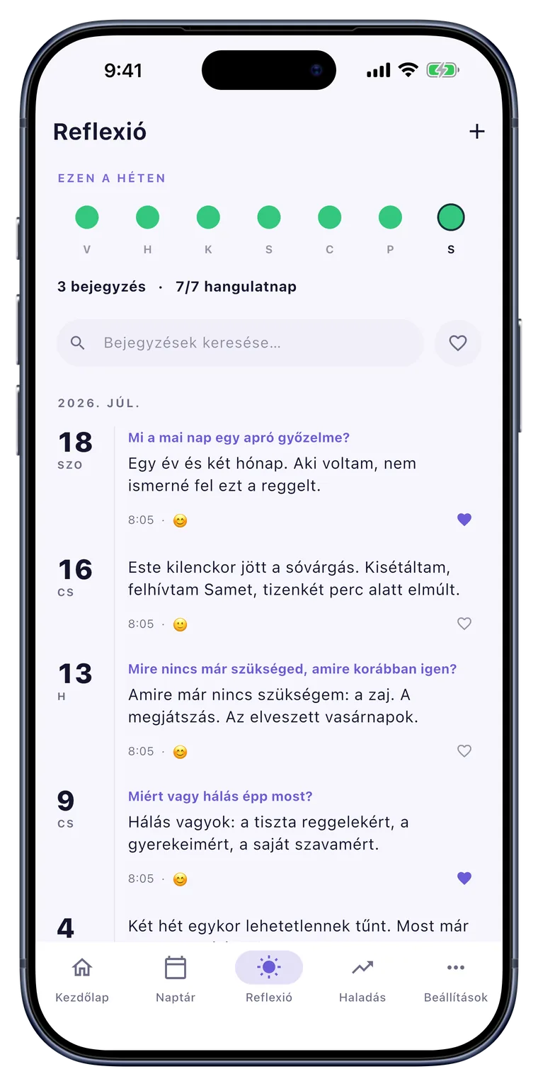 Reflexió: Hangulat, hála, vágyak. A saját szavaiddal.
