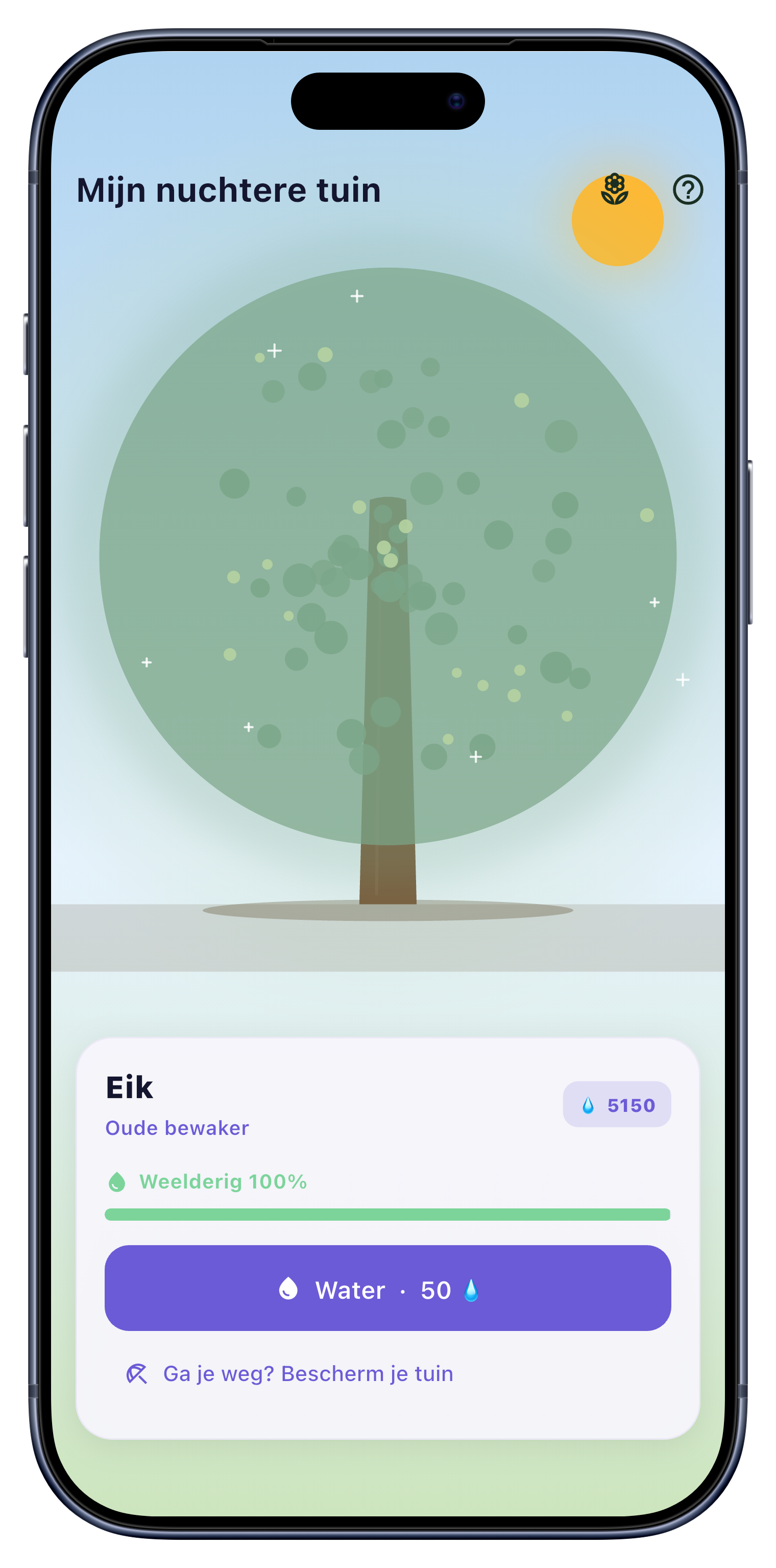 Tuin screen of Sober Tracker