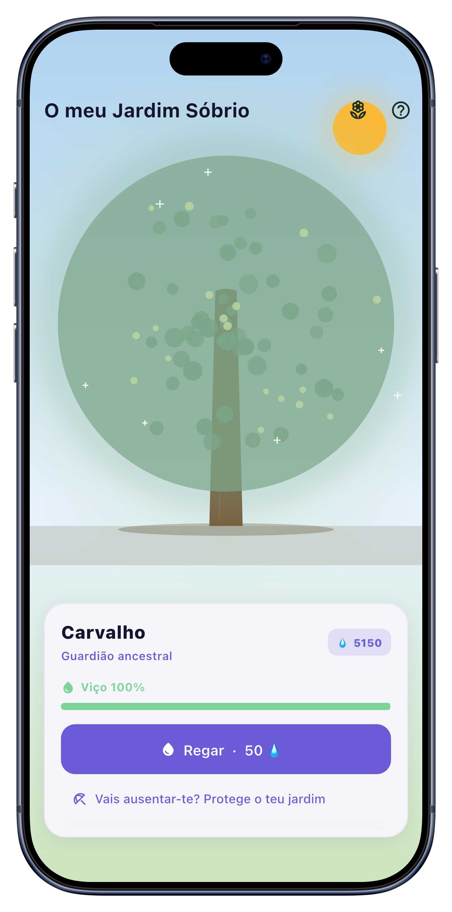 Jardim screen of Sober Tracker