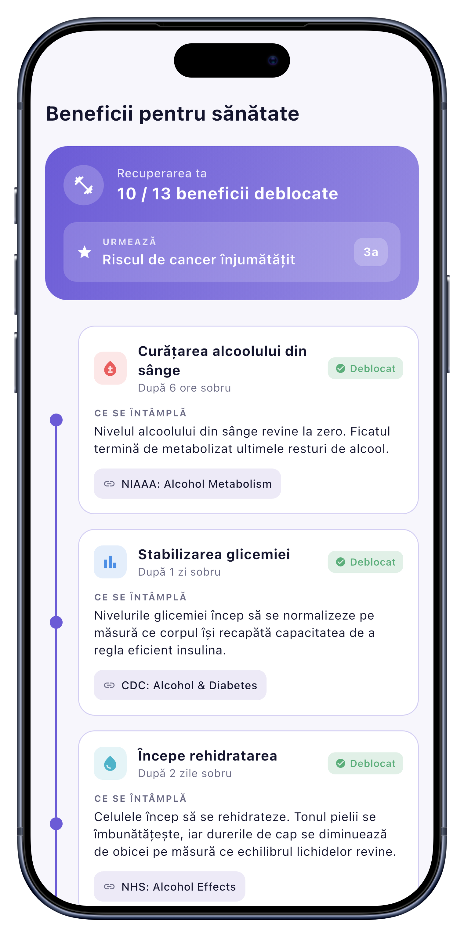 Sănătate screen of Sober Tracker