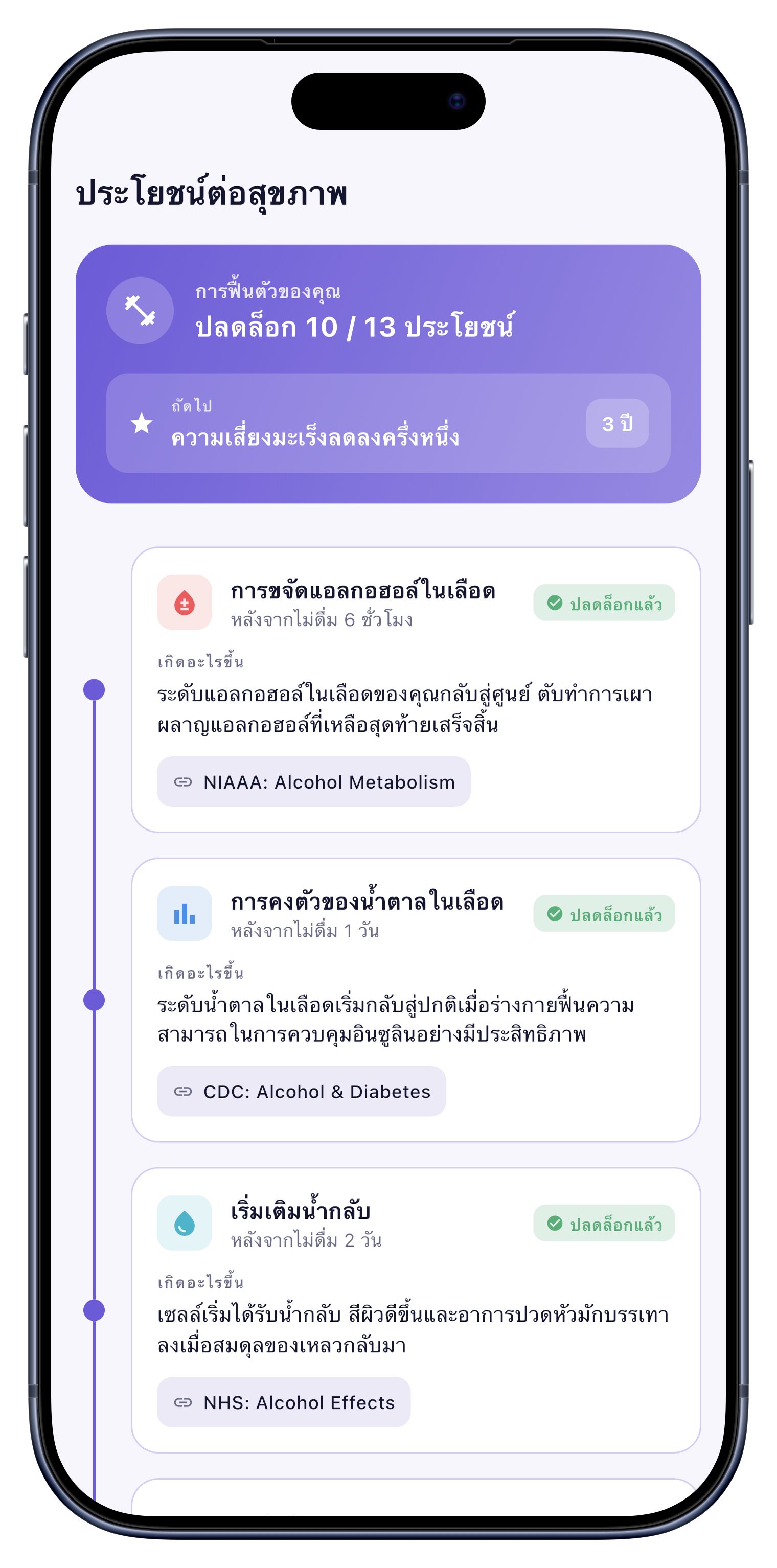 สุขภาพ screen of Sober Tracker