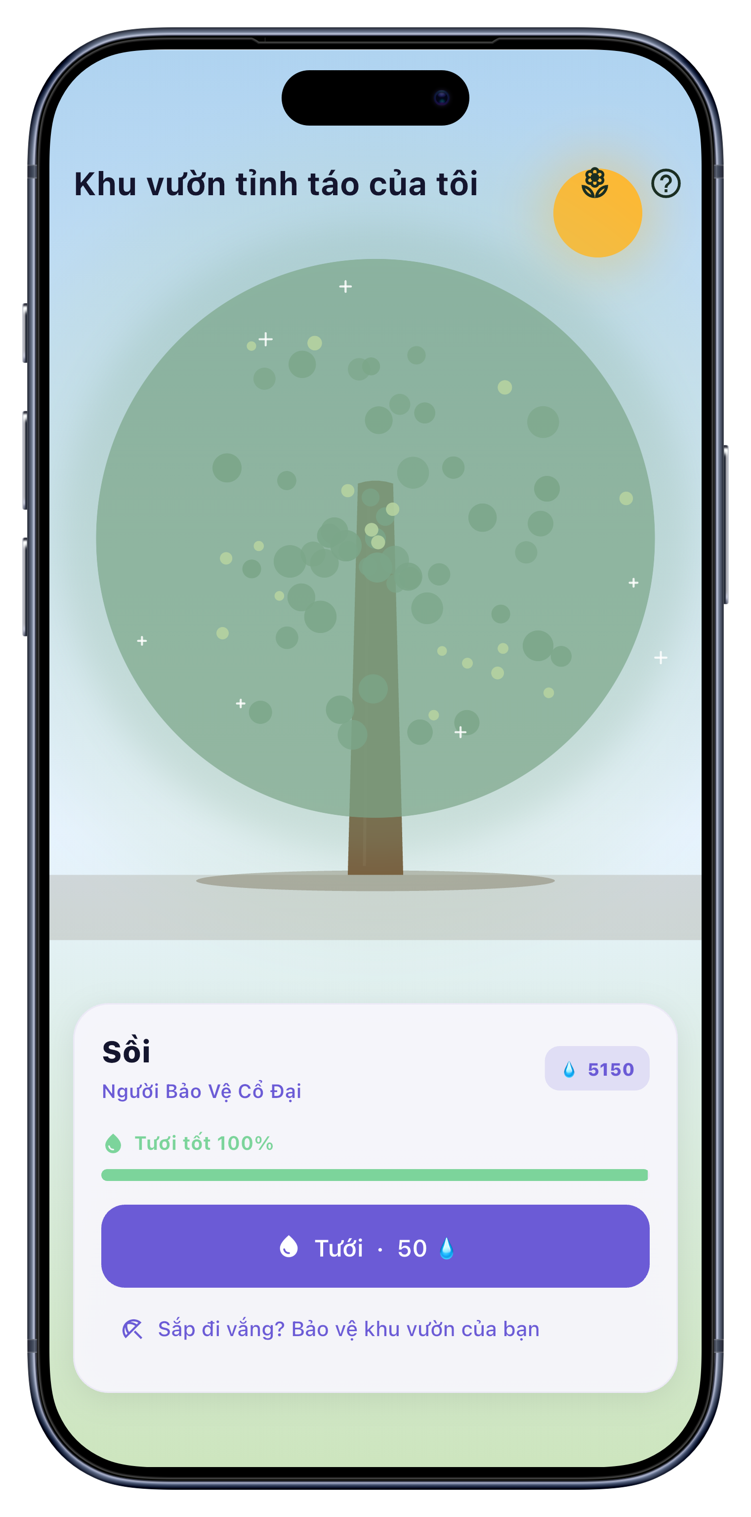 Khu vườn screen of Sober Tracker