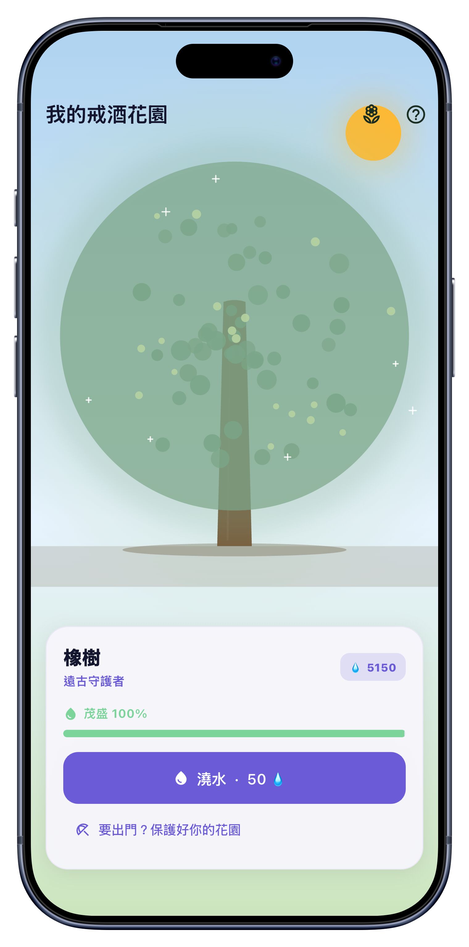 花園 screen of Sober Tracker